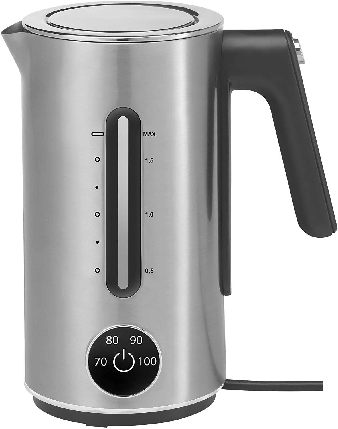 WMF Lumero Kettle with Temperature Setting 1.6 L, Electric Kettle Stainless Steel Limescale Filter, 3000 W, Illuminated Base, Matte Stainless Steel