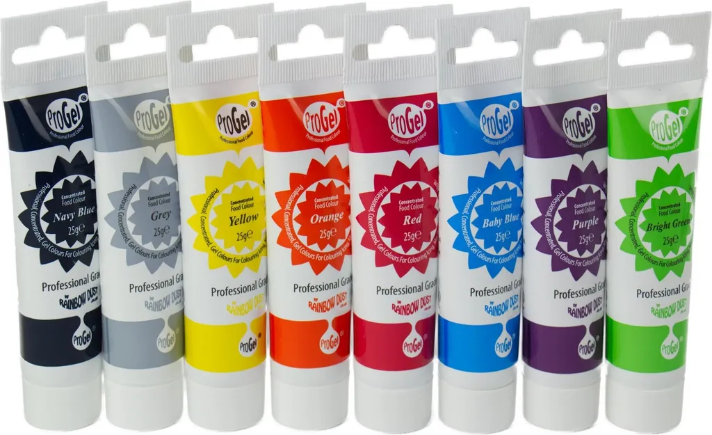 AOS Set | Rainbow Dust Pro-Gel Food Coloring Set of 8 | 8 intense colors, 25g each | Highly concentrated gel color | Cake decoration baking accessories