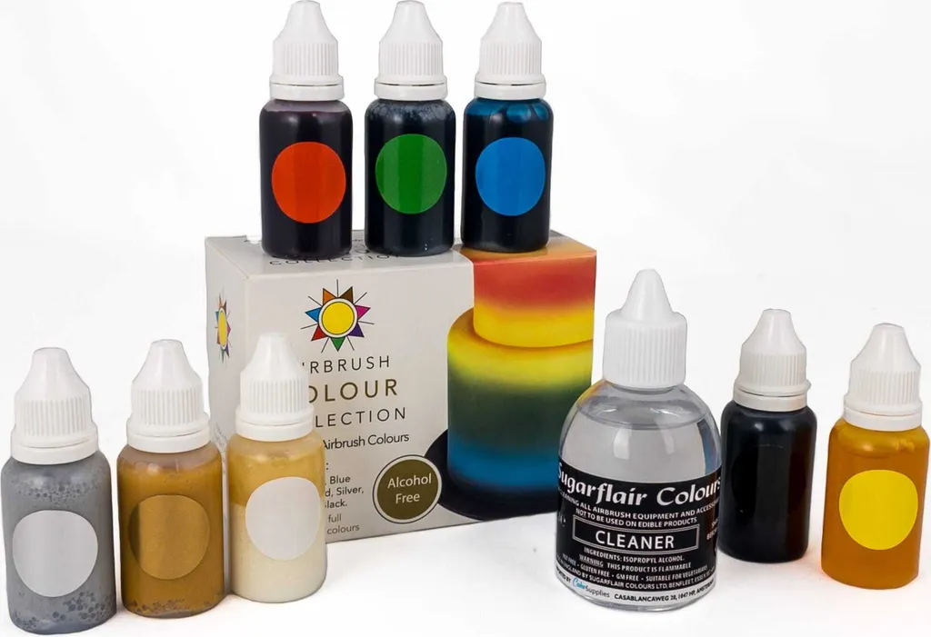 AOS Set | Sugarflair Set Airbrush Colors Alcohol-Free 8x 14ml + Cleaner 1x 60ml