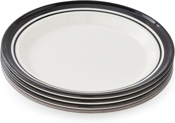 Potter\'s Stripe Dinner Plates, Black, Set of 4