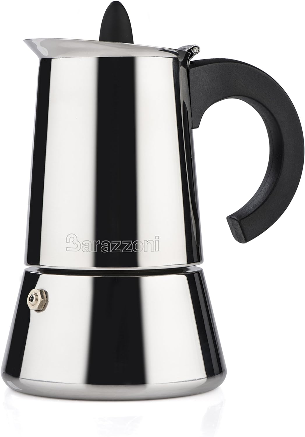 Barazzoni La Caffettiera Inox Espresso Maker, 4 Cups, Stainless Steel, Gray, 10 x 13.1 x 17.5 cm