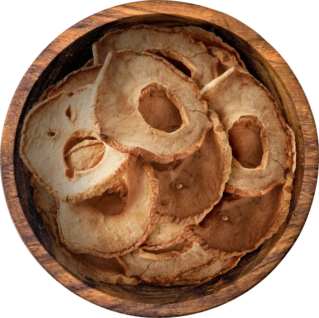 Apple chips, dried, apple rings with no added sugar & unsulfured, 100g