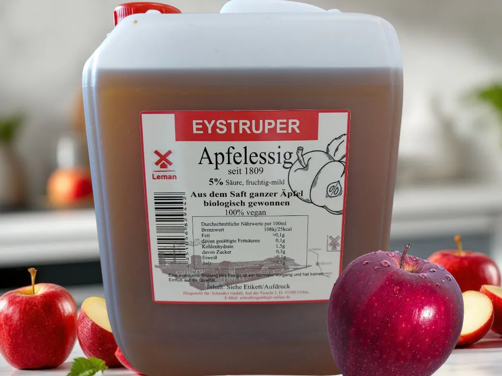 Apple cider vinegar 5% acid from whole apples, 5L - organically produced - vegan - Eystrup apple cider vinegar