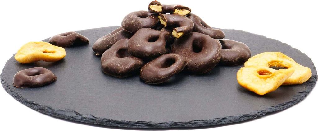 Apple rings with dark chocolate: 100g Size: 100g
