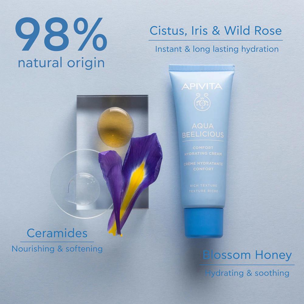 Apivita Aqua Beelicious Comfort Hydrating Cream Rich Nourishing Face Cream for Day and Night Moisturizing