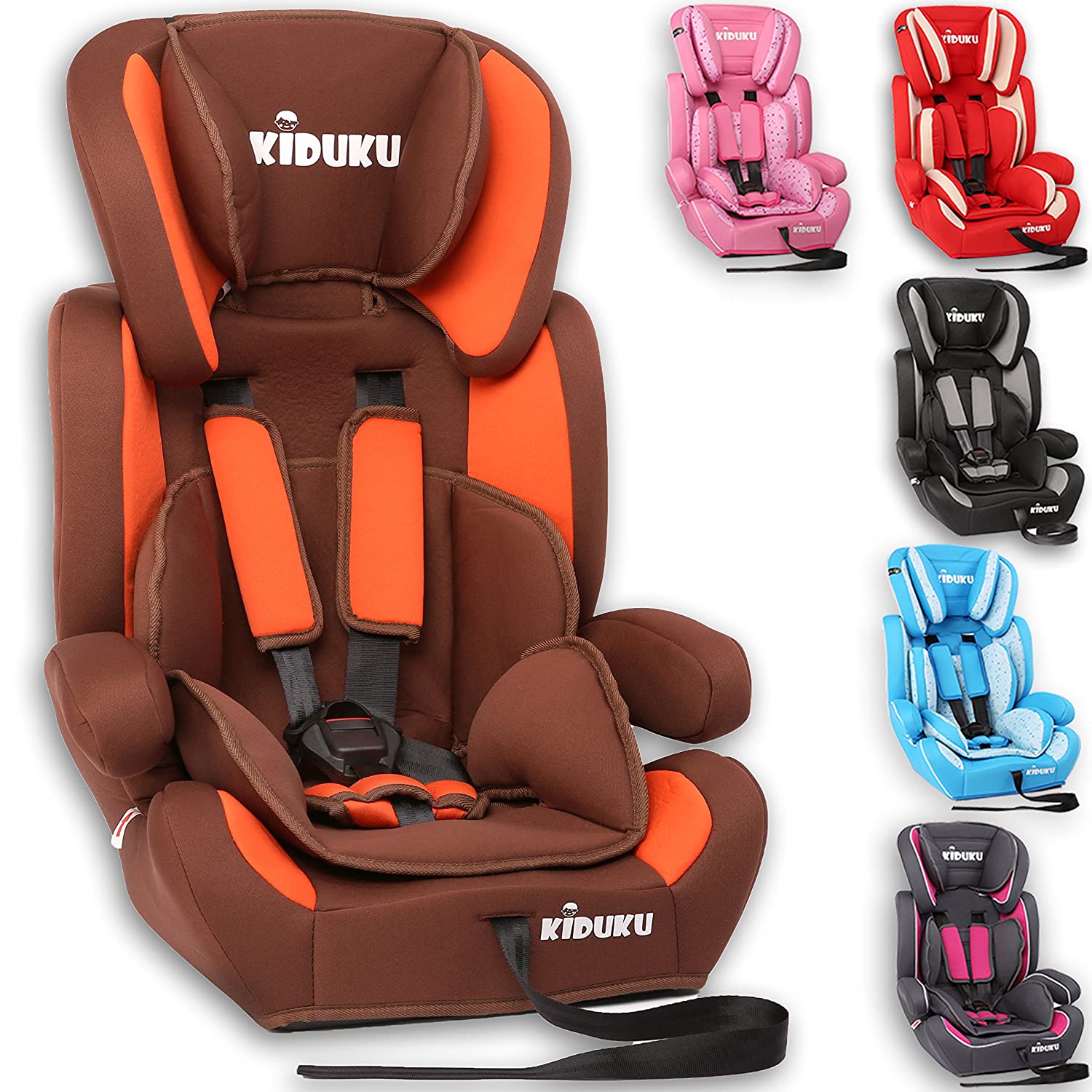 Kiduku® car seat, child car seat, universal, approved according to ECE R44/04, in 6 different colours, 9 kg - 36 kg, 1-12 years, group 1/2/3