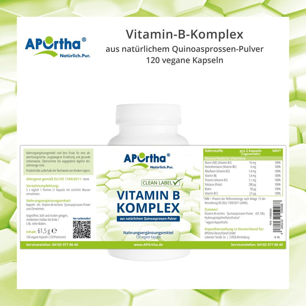 APortha® vitamin B complex capsules made from natural quinoa sprout powder