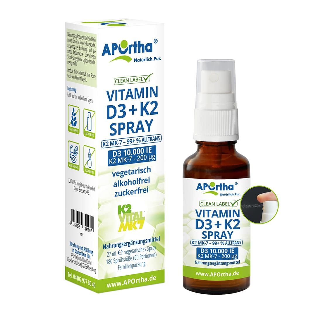 Aportha Vitamin D3 10,000 IE + Vitamin K2 MK -7 200 µg oral spray