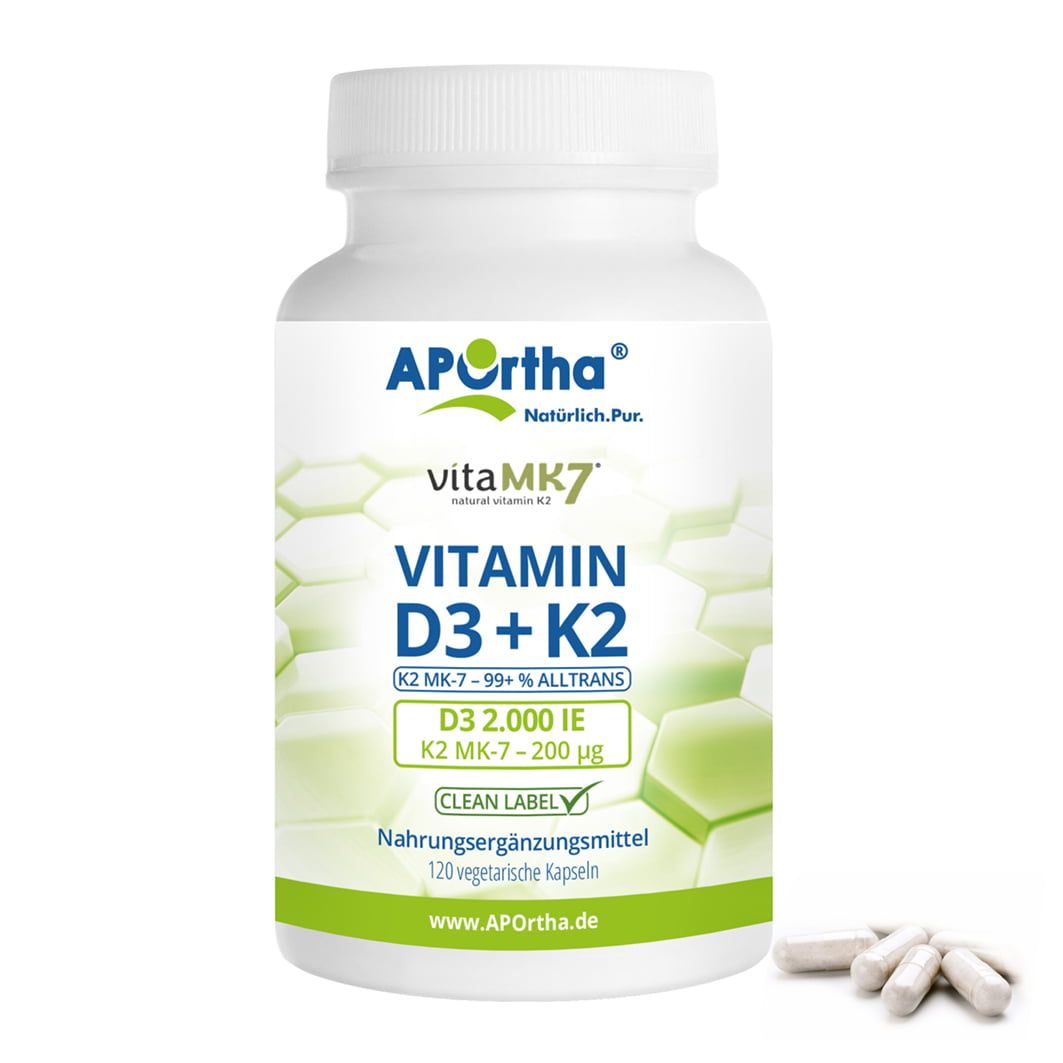 APortha® Vitamin D3 2,000 IU + Vitamin K2 vitaMK7® 200 µg capsules