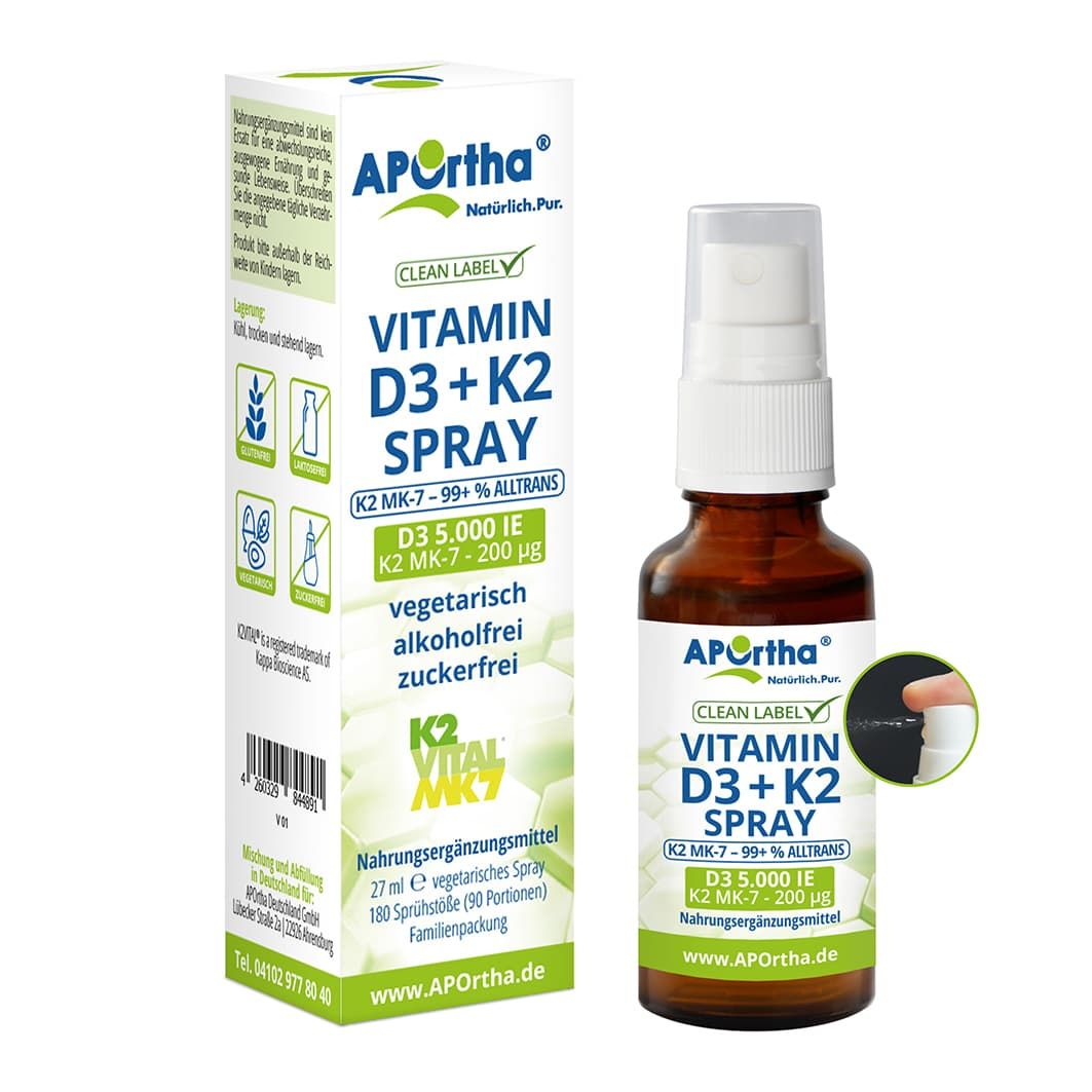 APortha® Vitamin D3 5,000 IU + Vitamin K2 MK-7 200 µg — mouth spray