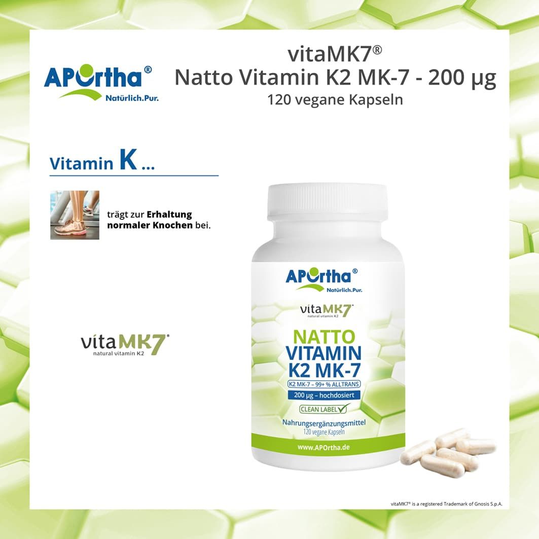 APortha® vitaMK7® - Natto Vitamin K2 MK-7 capsules - 200 µg
