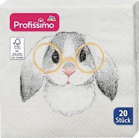 Cocktail napkins \"Smart Bunny\" (25x25 cm), 20 pcs