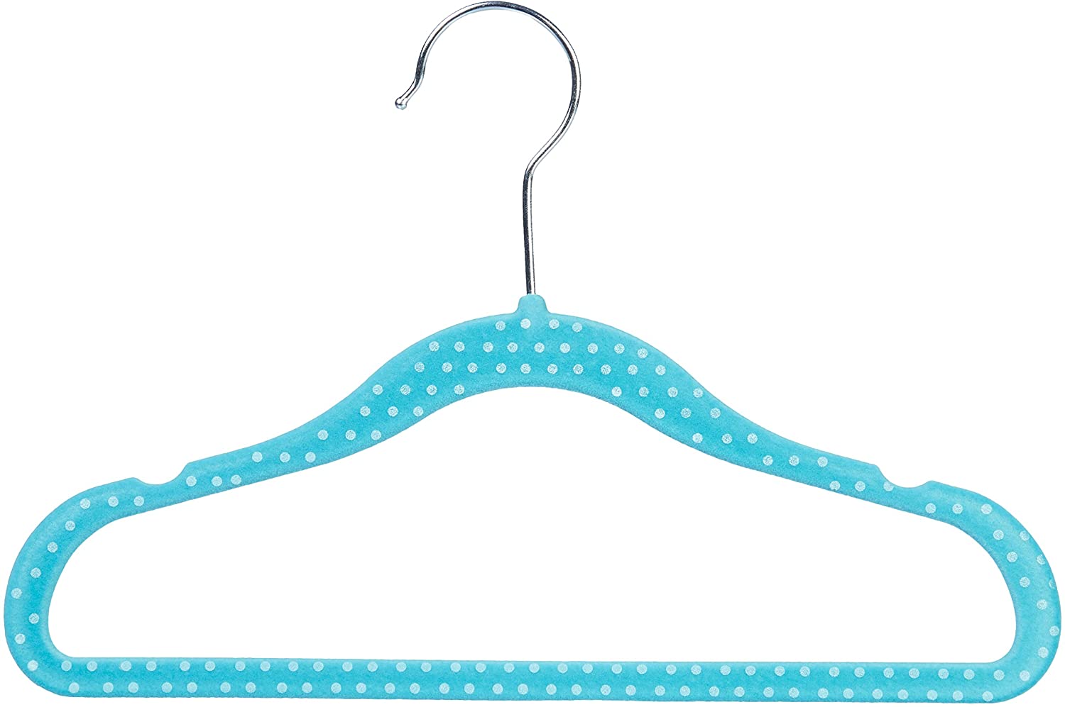Basics Velvet Cover Childrens Clothes Hanger, 30 Pack, Blue Dotted