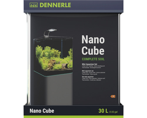 Aquarium DENNERLE NanoCube Complete+SOIL 30 l incl. Power LED 5.0, substrate, filter, back wall, thermometer