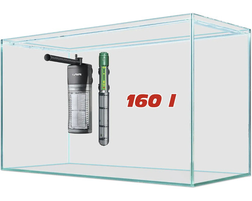 Aquarium Sera Scaper's Tank 160 l incl. internal filter, control heater 150 W, foam pad heater/heating rod approx. 82 x 40 x 50 cm (height)