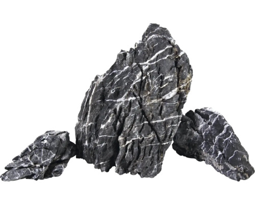 Aquarium decoration mini landscape premium dark M Seiryu stone 1 piece. approx. 14 - 20 cm approx. 2.3-2.7 kg black-grey