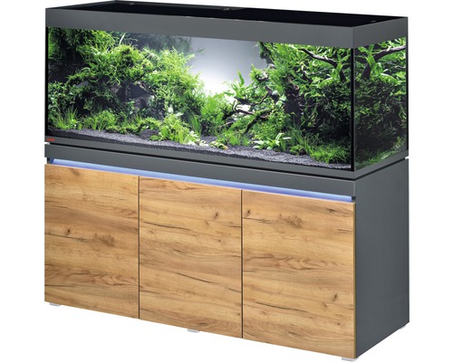 Aquarium combination EHEIM incpiria 530 with LED lighting and illuminated graphite/oak base cabinet