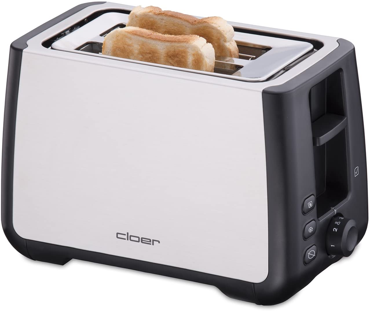 Cloer 3569 King Size Toaster for 2 XXL Slices/Check Function/Stainless Steel Housing/1000 Watt/Black Plastic