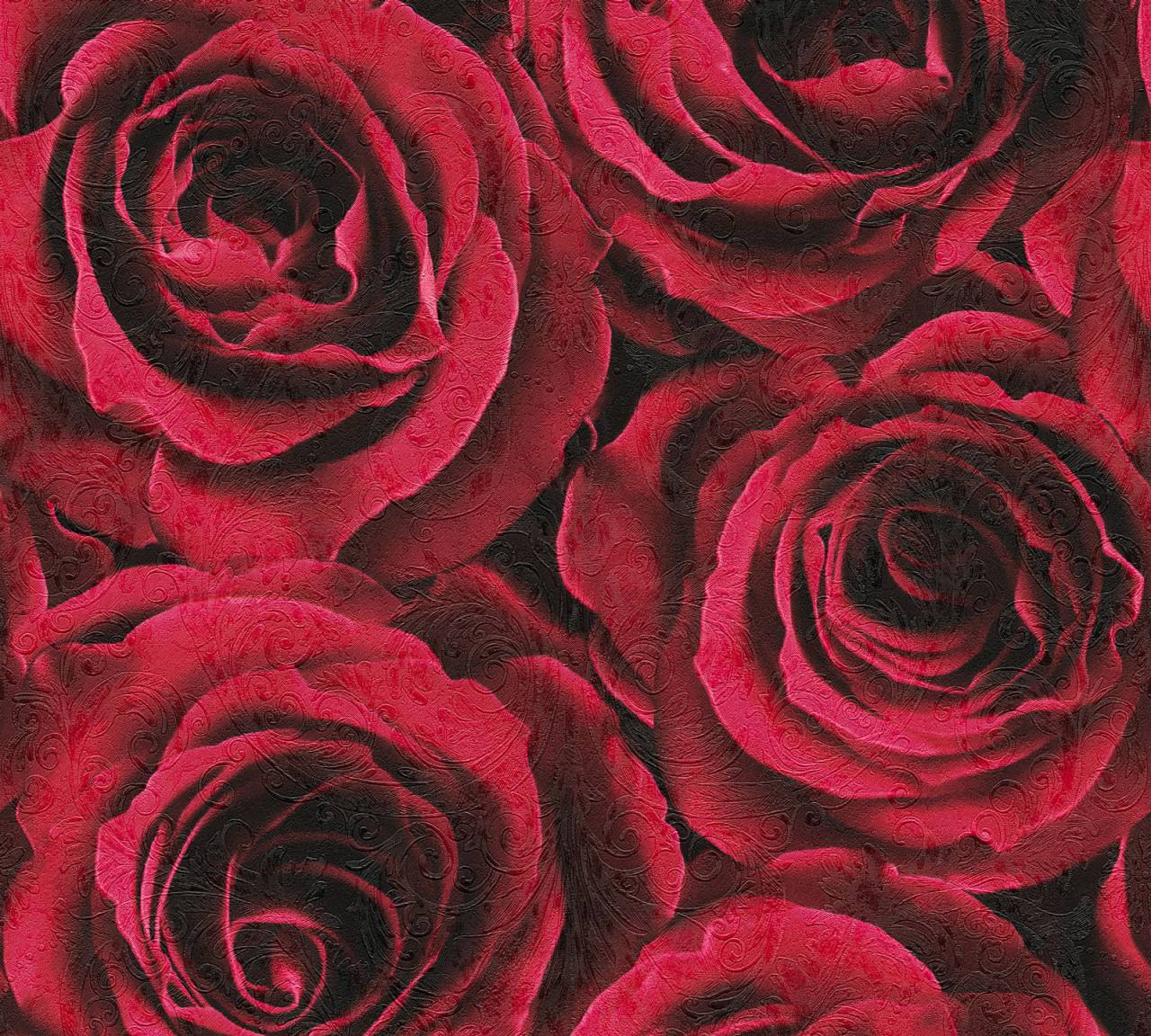 As création fleece wallpaper red roses flowers 370042