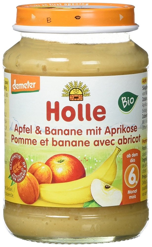 Holle Apfel & Banane mit Aprikose, 6er Pack (6 x 190 g) - Bio