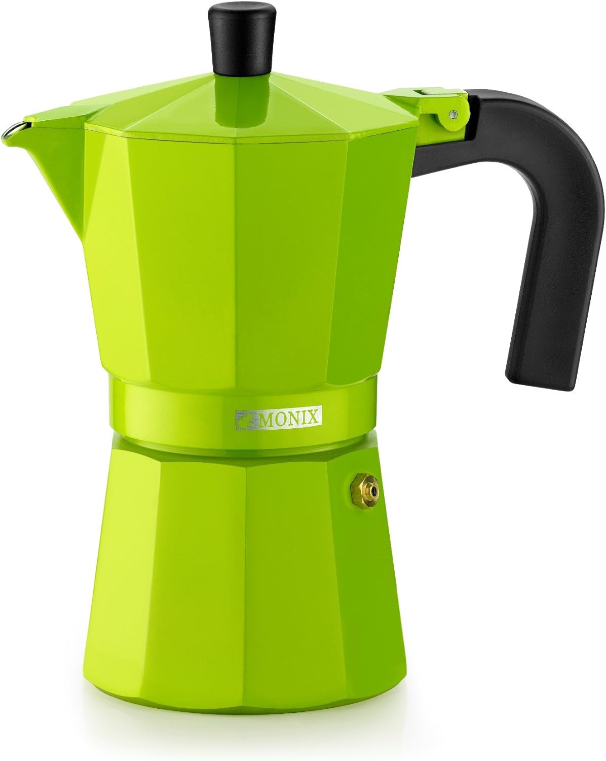 Monix Lima Italian espresso machine, capacity for 3 cups, aluminum, green, 9 cm.