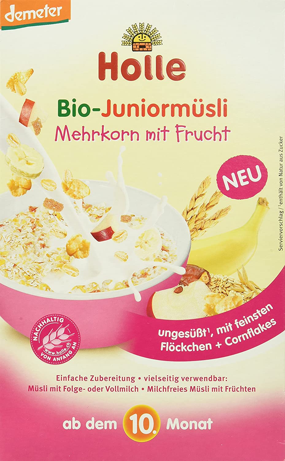 Holle Bio-Juniormüsli Mehrkorn mit Frucht, 4er Pack (4 x 250 g)