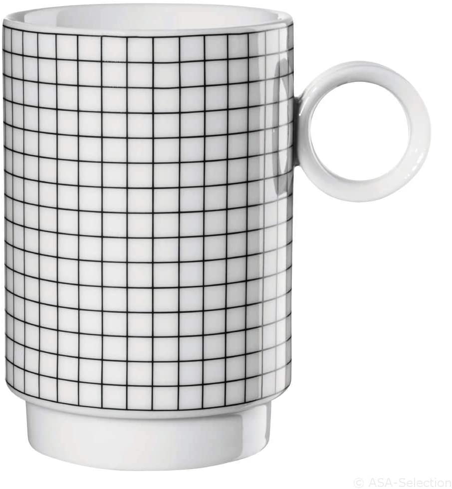 ASA 16061038 Mug with Handle Memphis Design Set of 2 Squares Diameter 7.5 cm Height 11 cm