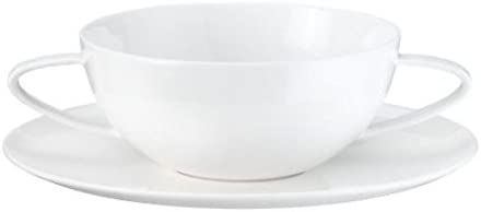 ASA 1991013 á Table 2 Handled Soup Cup with Saucer Ceramic, 13.0 x 13.0 x 5,60 cm Glossy White