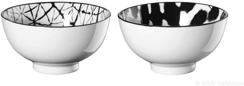 ASA 90905071 Maori Bowls Porcelain Black / White Diameter 11 cm Height 6 cm