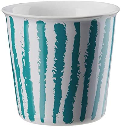 ASA - Mug - Café Lungo - Stoneware - White / Turquoise / Stripes - Diameter 9.2 cm x Height 8.7 cm - Capacity: 0.25 l