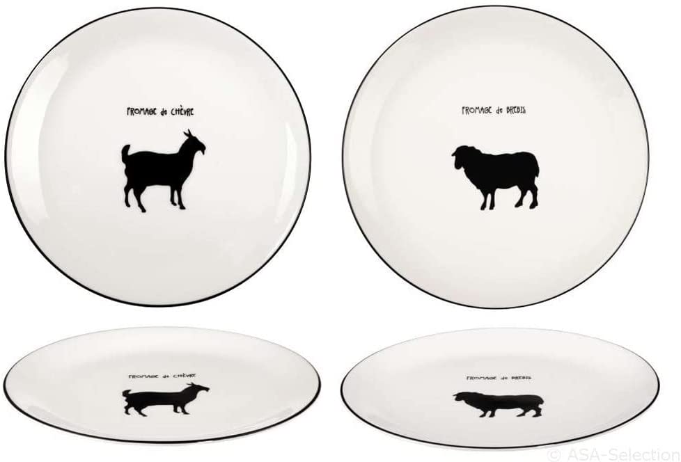 ASA-Selection A Table Fromage Cheese Plate Set Goat Sheep (Set of 2)