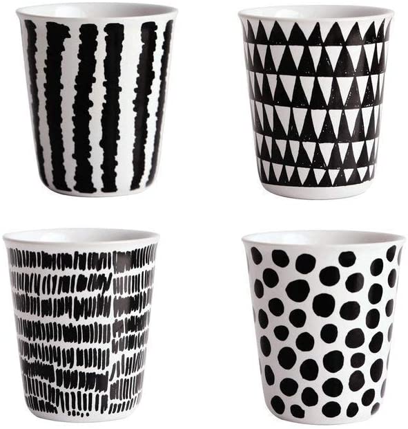ASA Coppetta Espresso Cup Set, Porcelain, Black/White, 6.5 cm, Set of 4