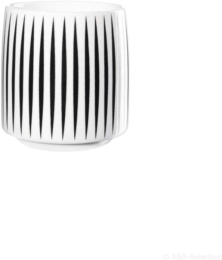 ASA - tea cup - white/black/stripes - porcelain - diameter 7.5 cm x height 8.1 cm - capacity: 0.2 l.