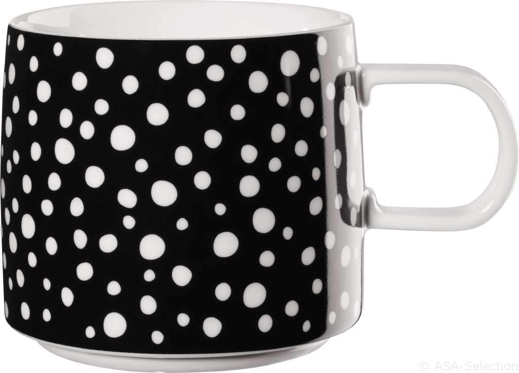 ASA Xmas Mug, Ceramic, Black/White Polka Dot, 9.5 cm