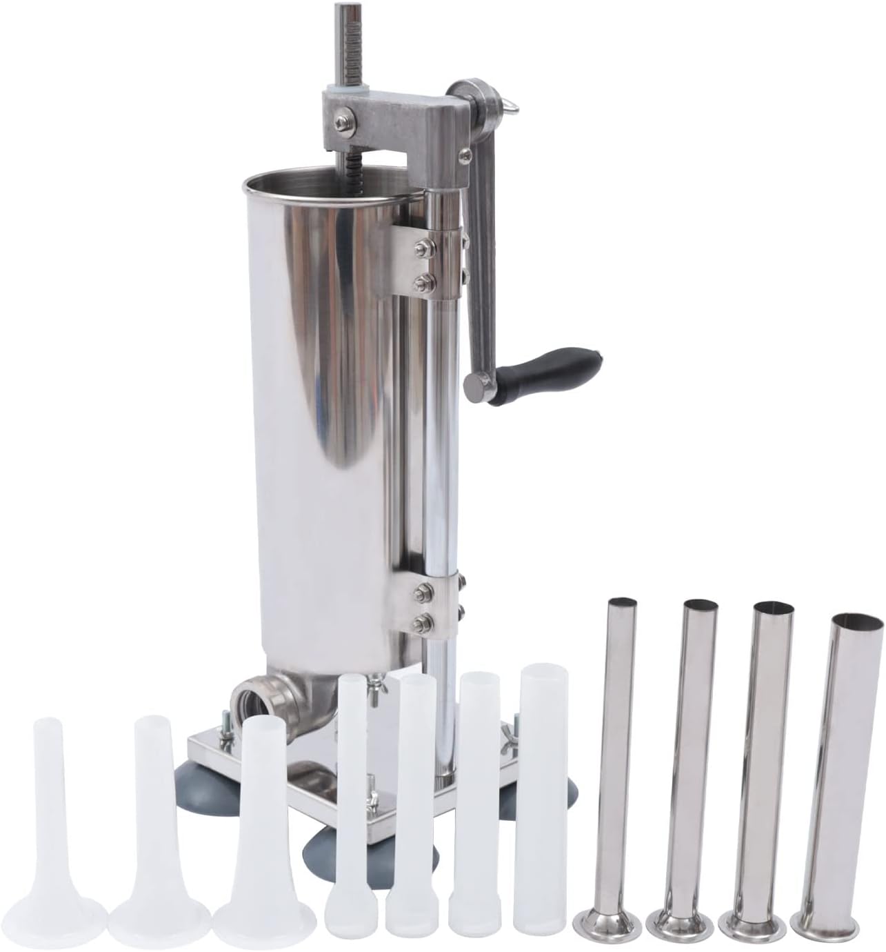 Qussse Manual Sausage Filling Machine 3L Stainless Steel Sausage Press Sausage Filler with 6 Sizes Filling Tubes Sausage Machine for Homemade