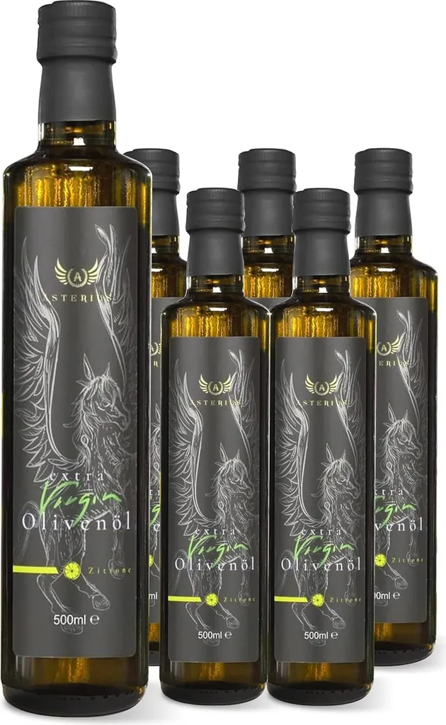 Asterius griechisches Olivenöl mit Zitrone | natives extra, frische Ernte, 100% Koroneiki Olive | mild-fruchtig (6x500ml)