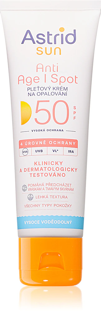 Astrid Sun facial cream for tanning against skin aging