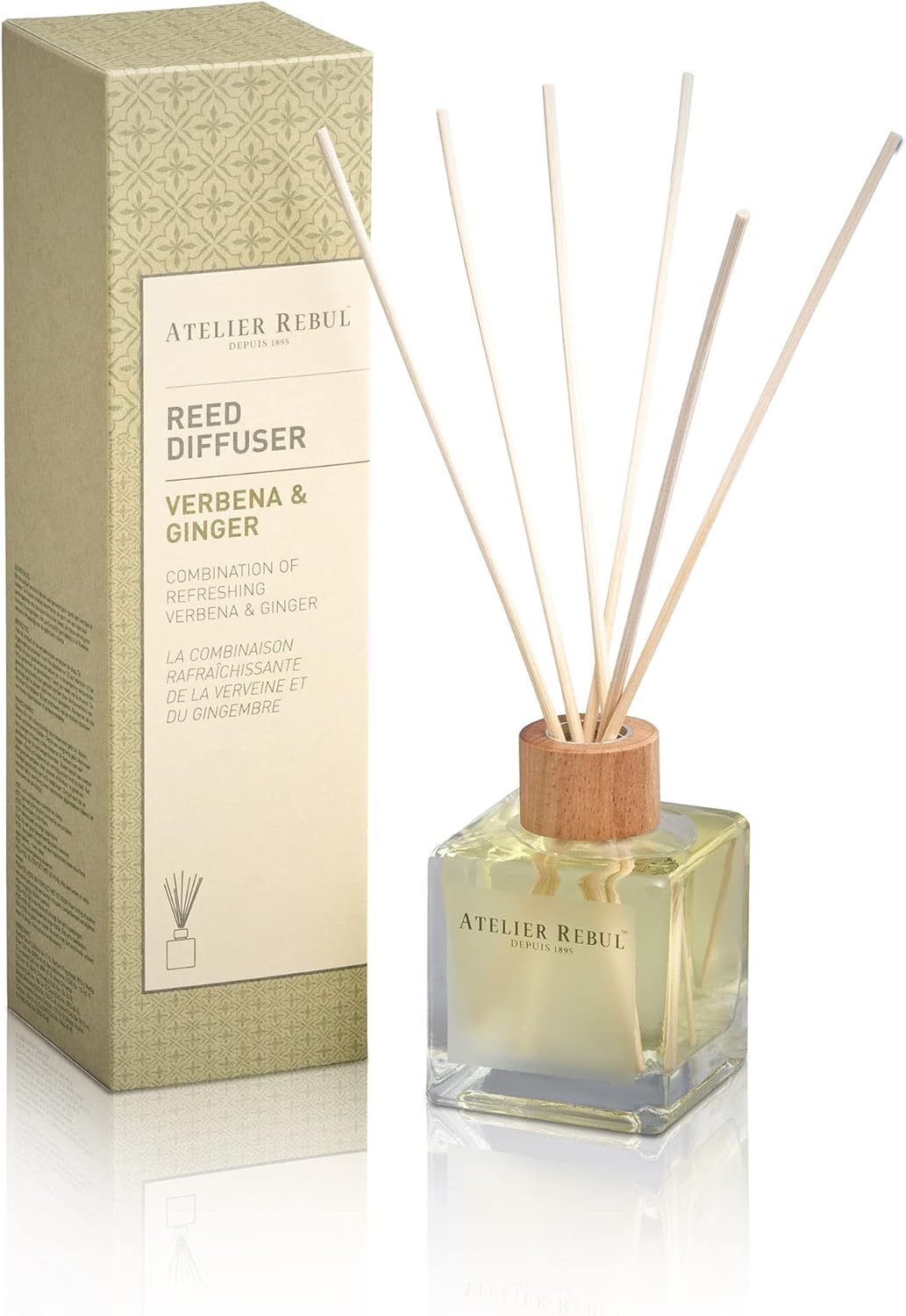 ATELIER REBUL Verbena & Ginger Fragrance Sticks, 120 ml, Floral and Citrus Fragrance, High-Quality Fragrance Oil Diffusers for a Wonderful Indoor Climate