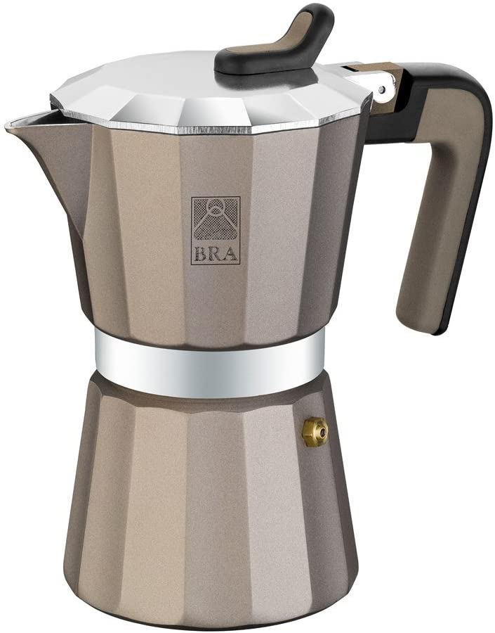 BRA Titanium Coffee Machine, Aluminium 9 tazas