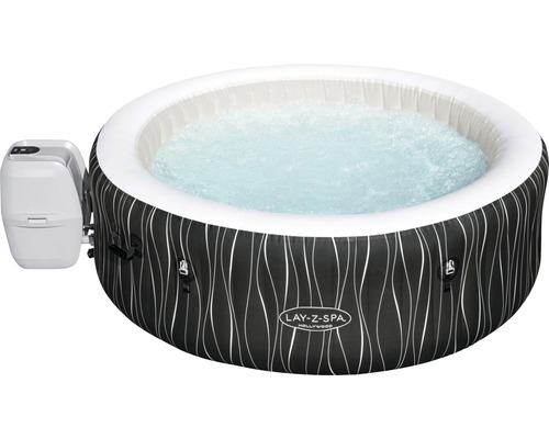 Inflatable whirlpool Bestway® LAY-Z-SPA® Hollywood AirJet™ with 140 air jets, multifunctional pump, integrated heating function, lockable thermal cover and black LED lighting