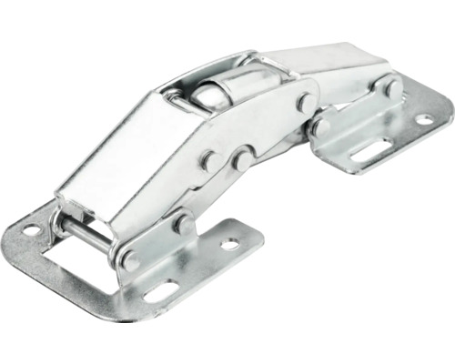 Screw-on hinge with spring, nickel-plated steel, 1 piece