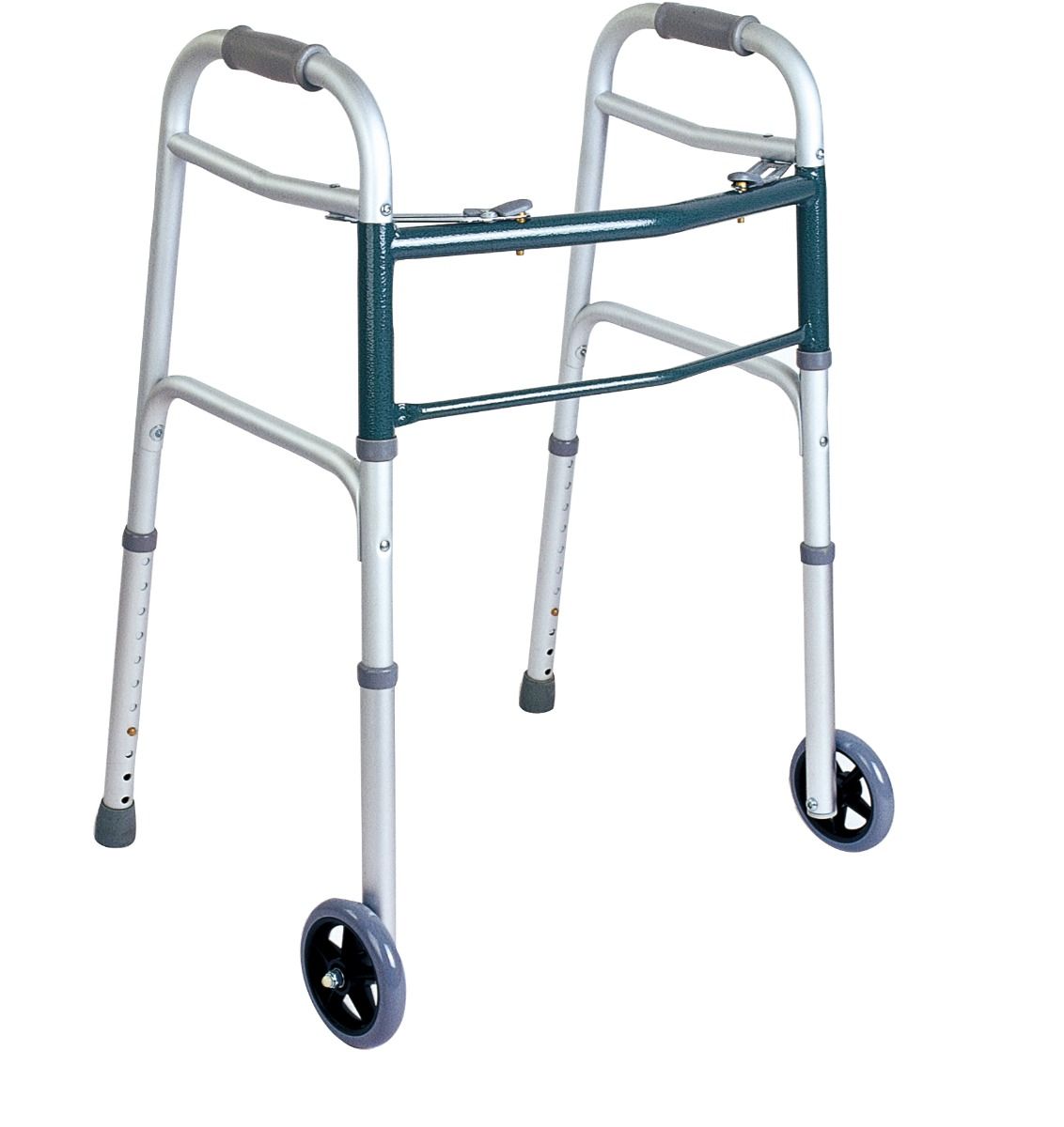 Ausilium Aluminum Foldable Walking Aid with 2 Wheels and 2 Tips