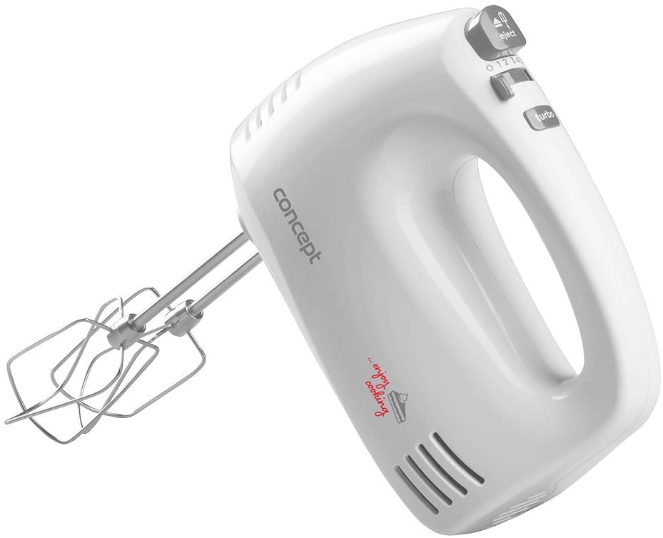 CONCEPT Hausgeräte SR3130 300W Long Whisk Dough Hook 5 Speed Levels Ergonomic Design Plastic White