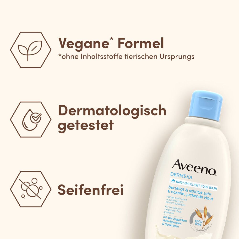 Aveeno® Dermexa vegan shower cream with oat complex for dry skin