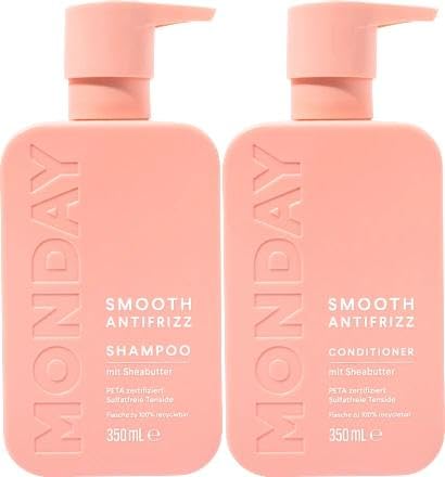 Monday Smooth Antifrizz Shampoo, 350 ml + MONDAY Conditioner Smooth Antifrizz, 350 ml + Purlife Sticker