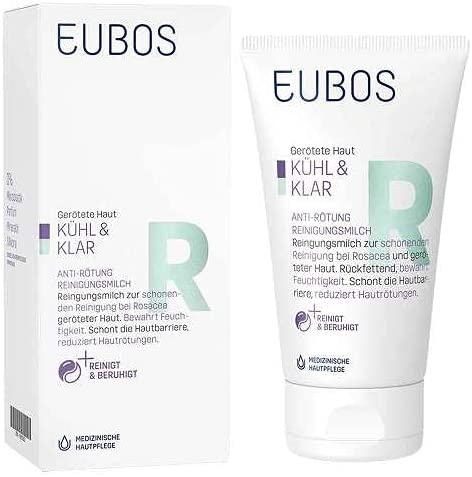 Eubos | Cool and Clear | Anti-Redness | Cleansing Milk | 150 ml | Dermatologist Recommended | for Red Skin | for pH Skin-Neutral Cleansing for Rosacea, ‎anti-redness