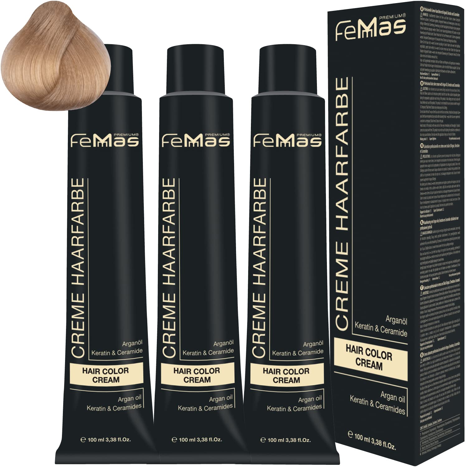 Femmas Hair Colour Cream 100 ml Hair Colour Pack of 3 Light Blonde Gold 10.3, ‎light
