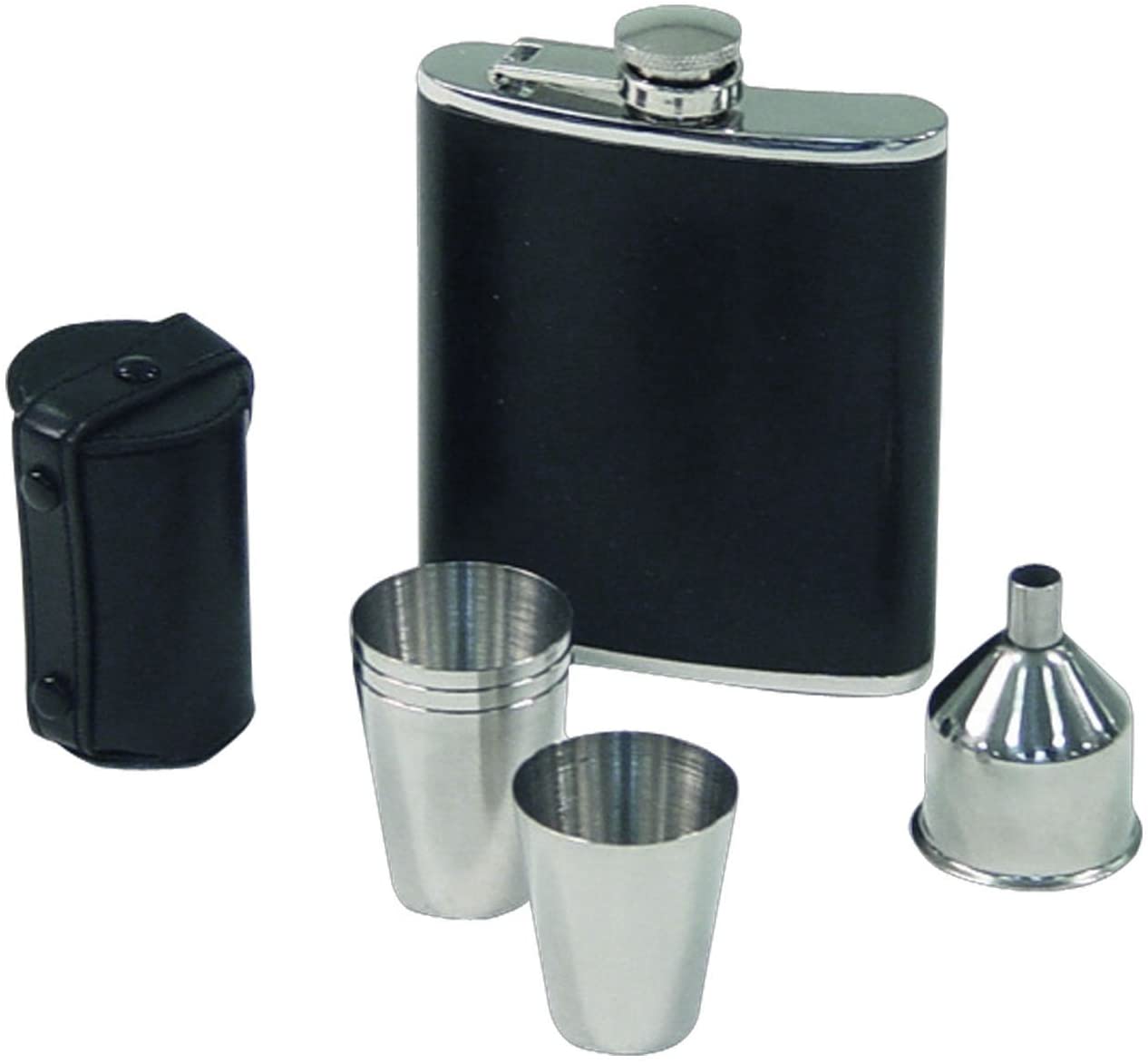 Axentia 224742 Stainless Steel Hip Flask Funnel and 4 Cups