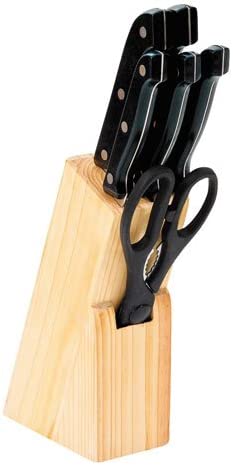 Axentia 291547 Wooden Knife Block 7 Pieces 5 Knives + Scissors
