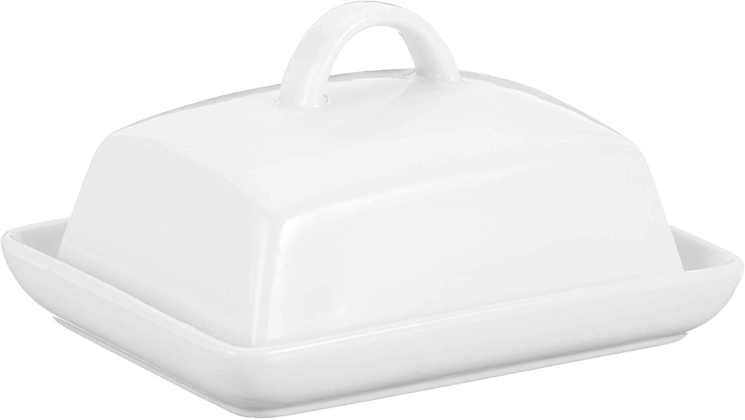 Ingenio von Tefal axentia butter dish porcelain, classic butter bell for 250 g butter, butter box for household and kitchen, butter dish with lid and handle, white, 16 x 8 x 13 cm